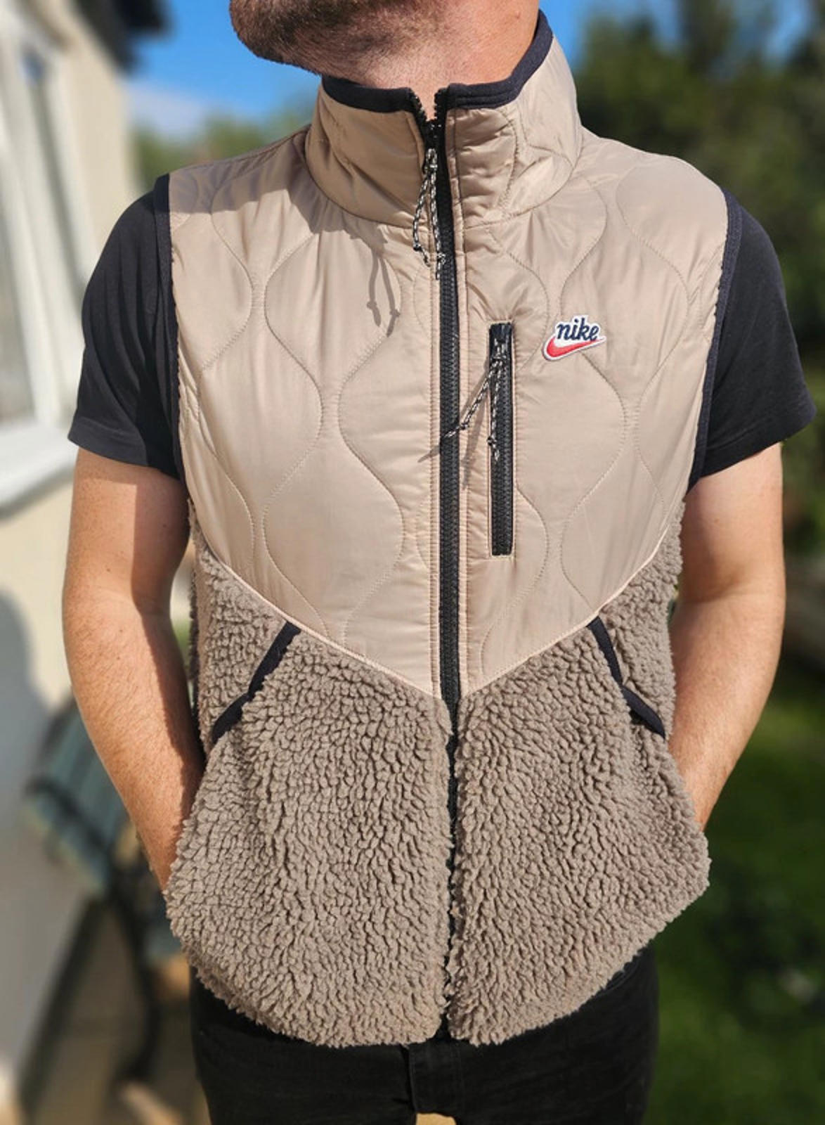 Nike Heritage Sherpa Fleece Body Warmer/Gillet Full Zip Jacket - M/Medium
