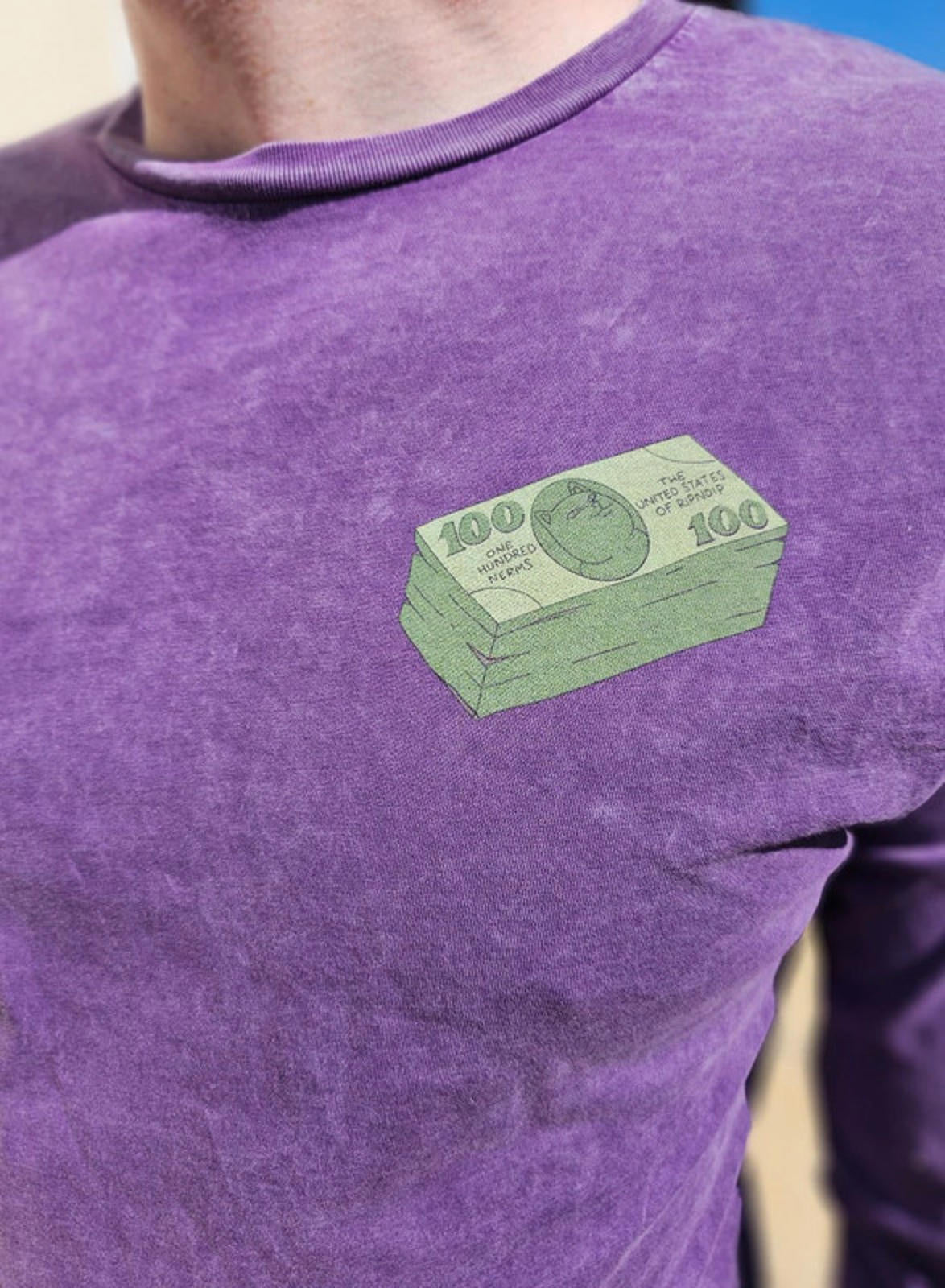 Ripndip Purple Money Talks Unisex Long Sleeve Print T-Shirt - M/Medium**