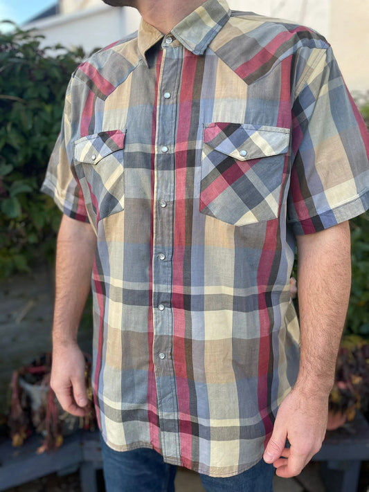 Vintage Saddle King Western By Farmer/Cowboy Short Sleeve Shirt - XL/Extra Large