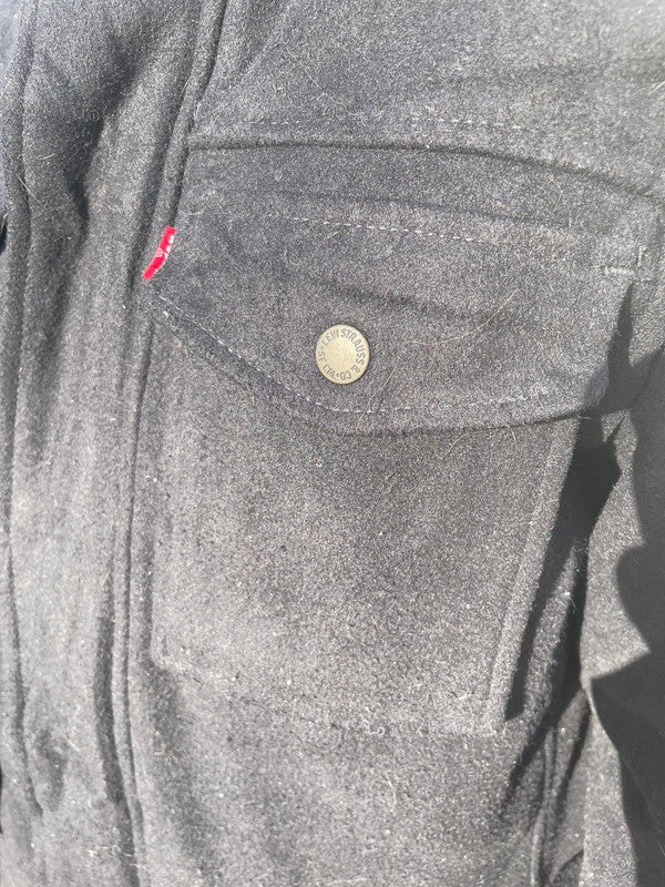 Levi's Unisex Hooded Black Heavy Weight Jacket - S/Small