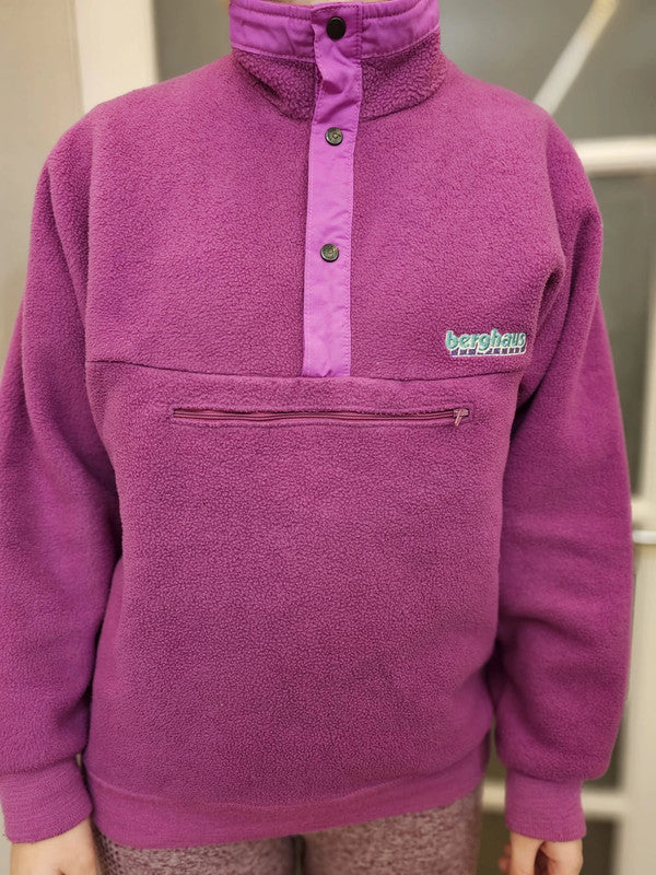 Berghaus Vintage Fleece Pullover Button Up Jumper Made in GB - S/Small