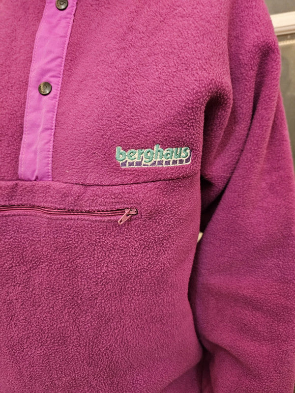 Berghaus Vintage Fleece Pullover Button Up Jumper Made in GB - S/Small