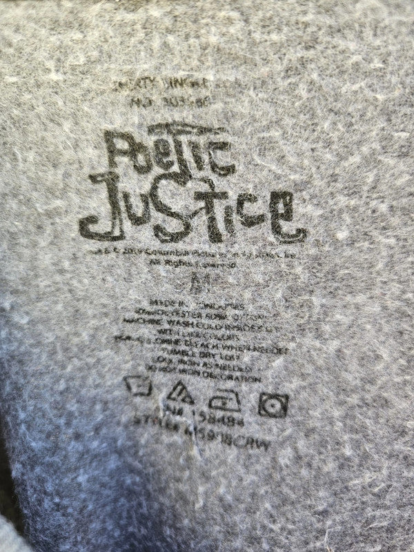 Unisex Grey Poetic Justice Tupac Pullover Hoodie - M/Medium