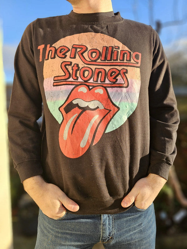 The Rolling Stones Big Print Black Pullover Jumper/Sweatshirt - XL/Extra Large