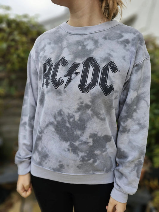 ACDC Grey Tie Dye Pullover Jumper/Sweatshirt - S/Small