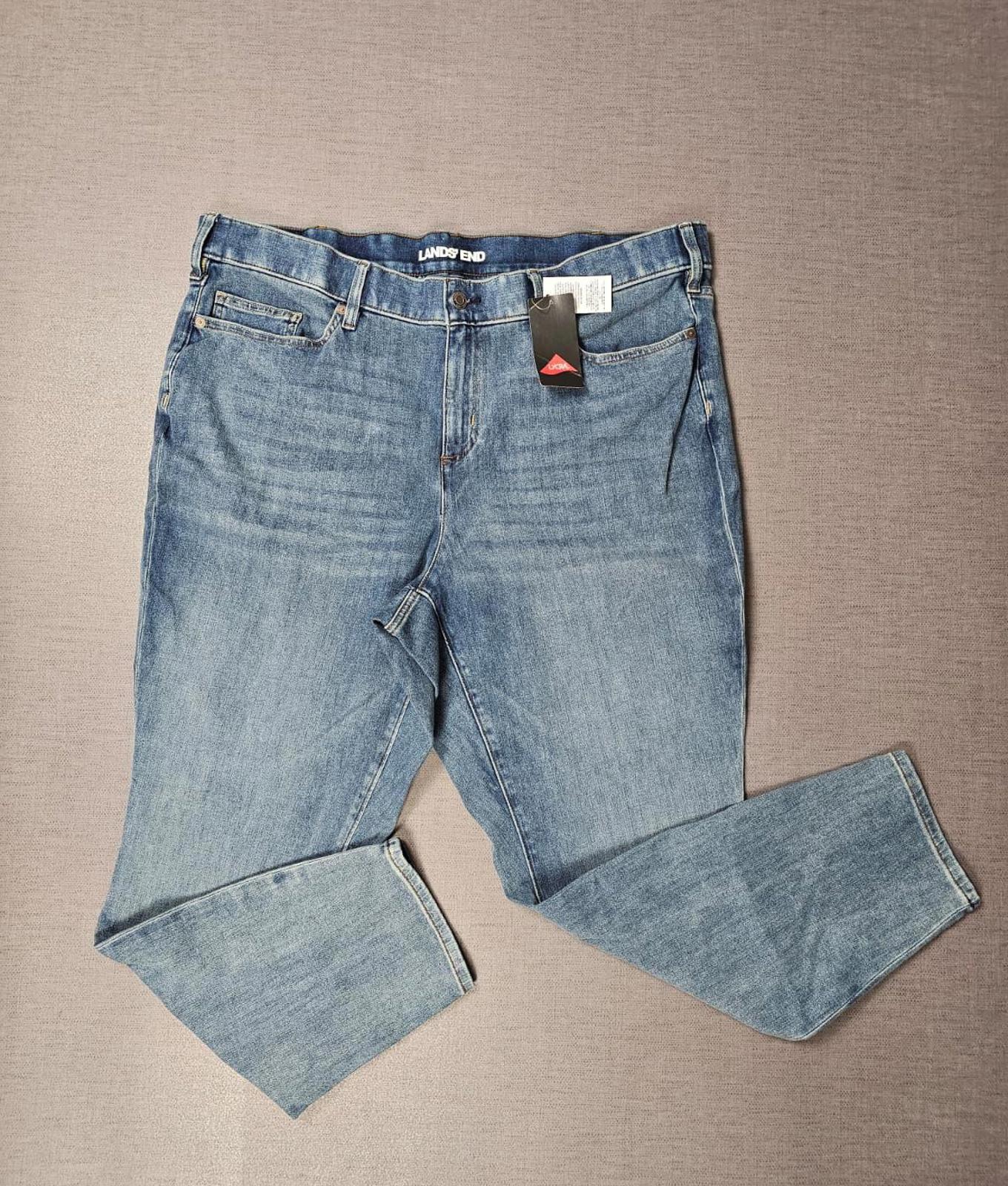 Lands End Women's Blue Denim Jeans Stretchy Waist - UK 26 - W40/29**