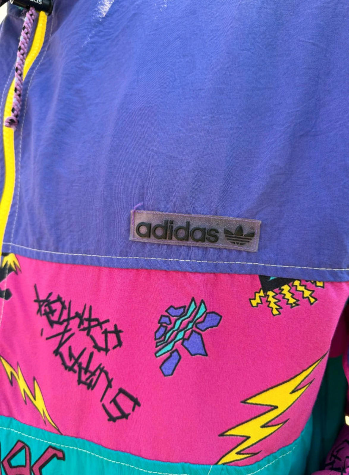 Vintage Adidas Tiki Style Half Zip Windbreaker Track Jacket 80s 90 - L/Large**