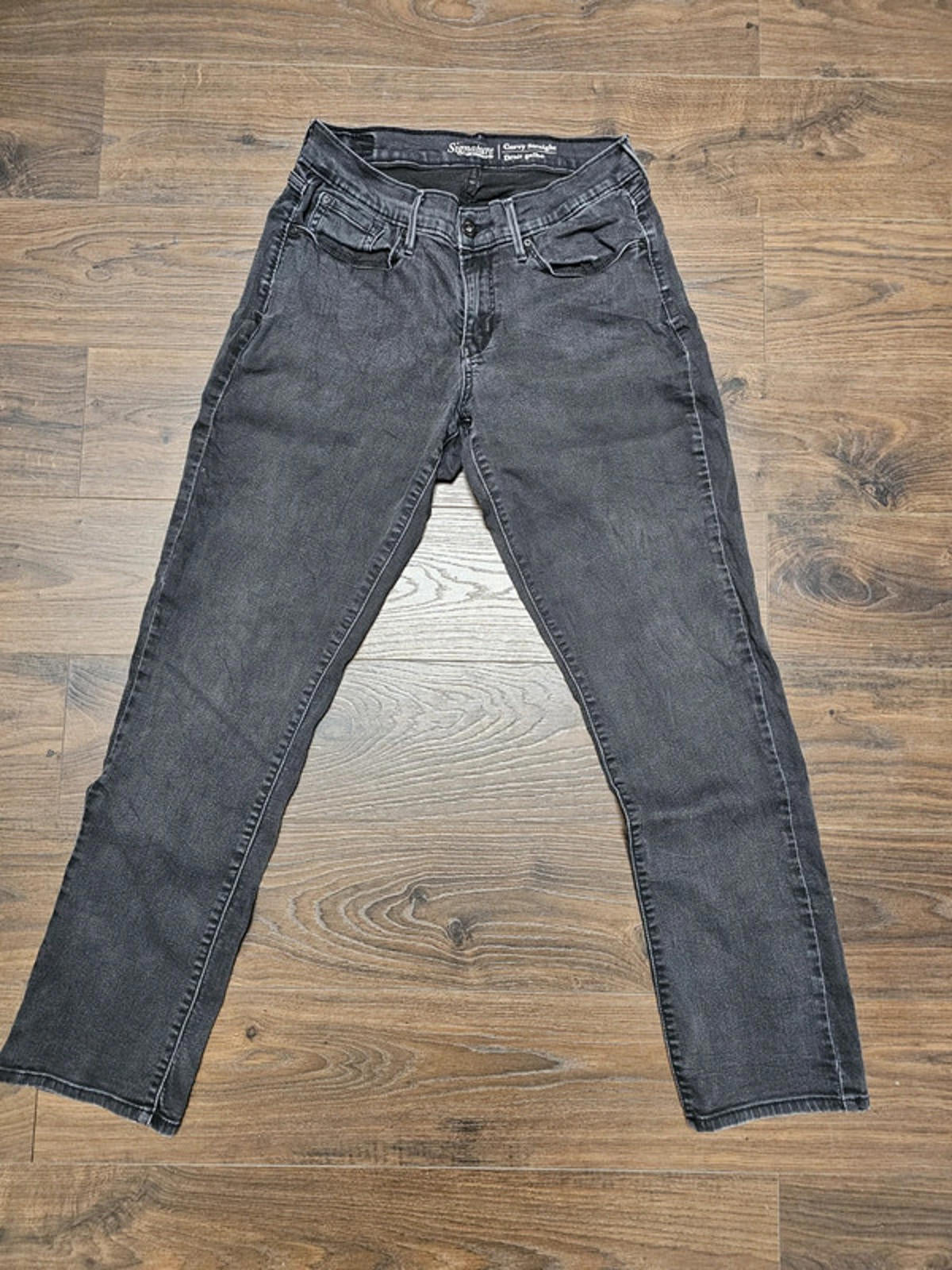 Levi's Womens Black Jeans Signature Curvy Straight W30/29L Denim Trousers