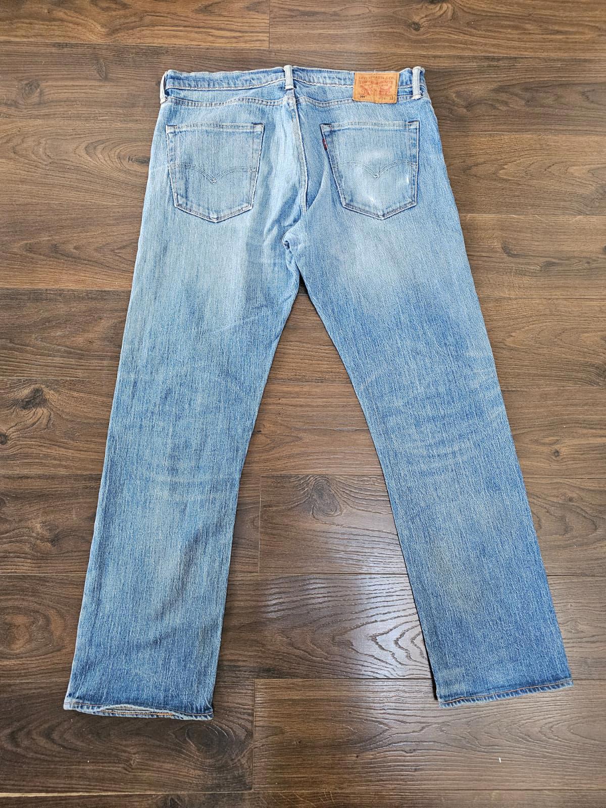 Levi's Mens Blue Jeans 504 Regular Straight W36/32L Cone Mills White Oak Denim