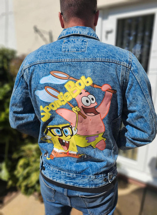 Rare Members Only X Nickelodeon X Sponge Bob Denim Jacket - L/Large