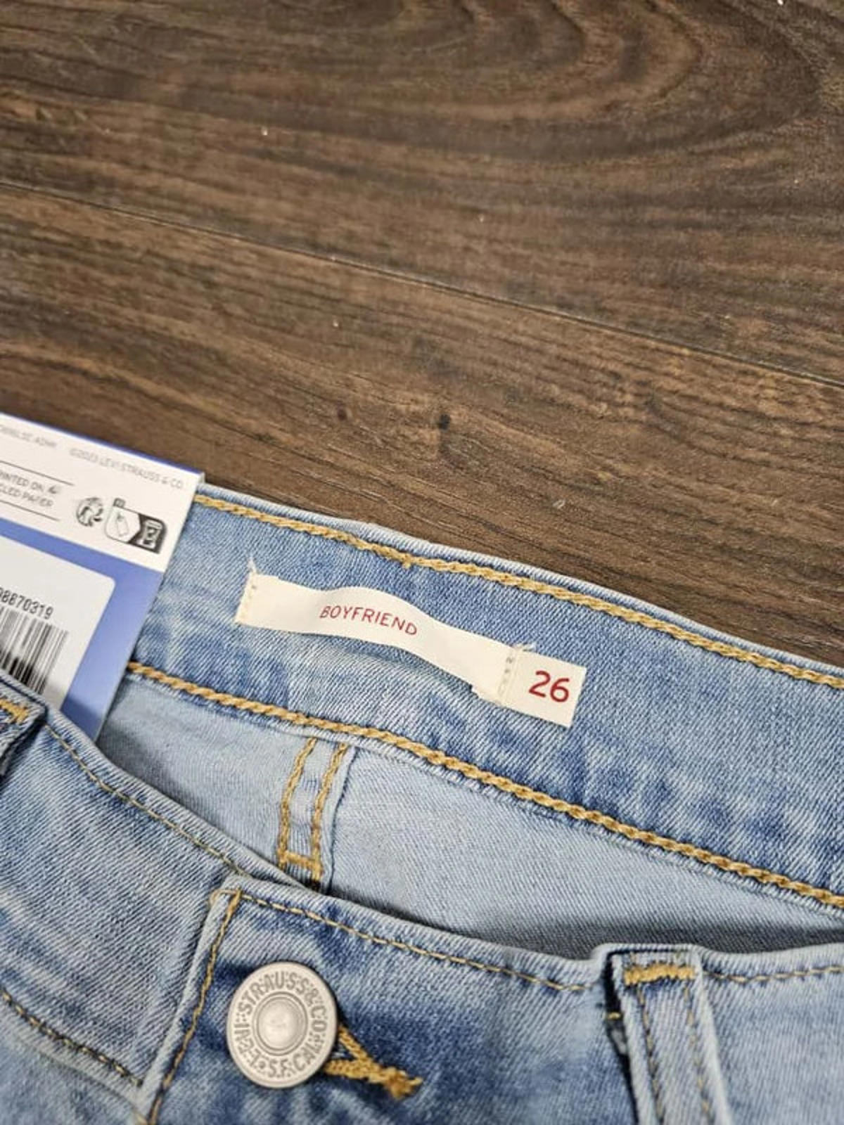 Levi's Womens Boyfriend Fit Mid Rise Tapered Leg Blue Jeans - W26/L30
