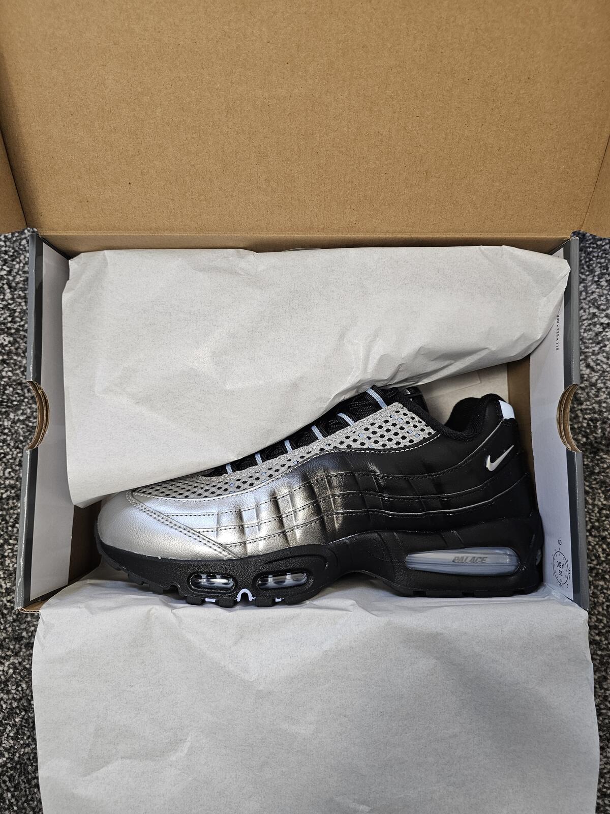 Palace x Nike Air Max 95 Big Bubble Trainers/Sneakers - UK 10 - Black/Silver