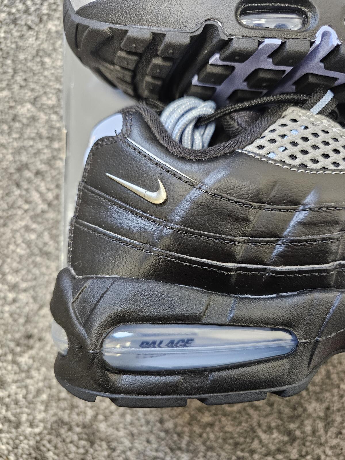Palace x Nike Air Max 95 Big Bubble Trainers/Sneakers - UK 10 - Black/Silver