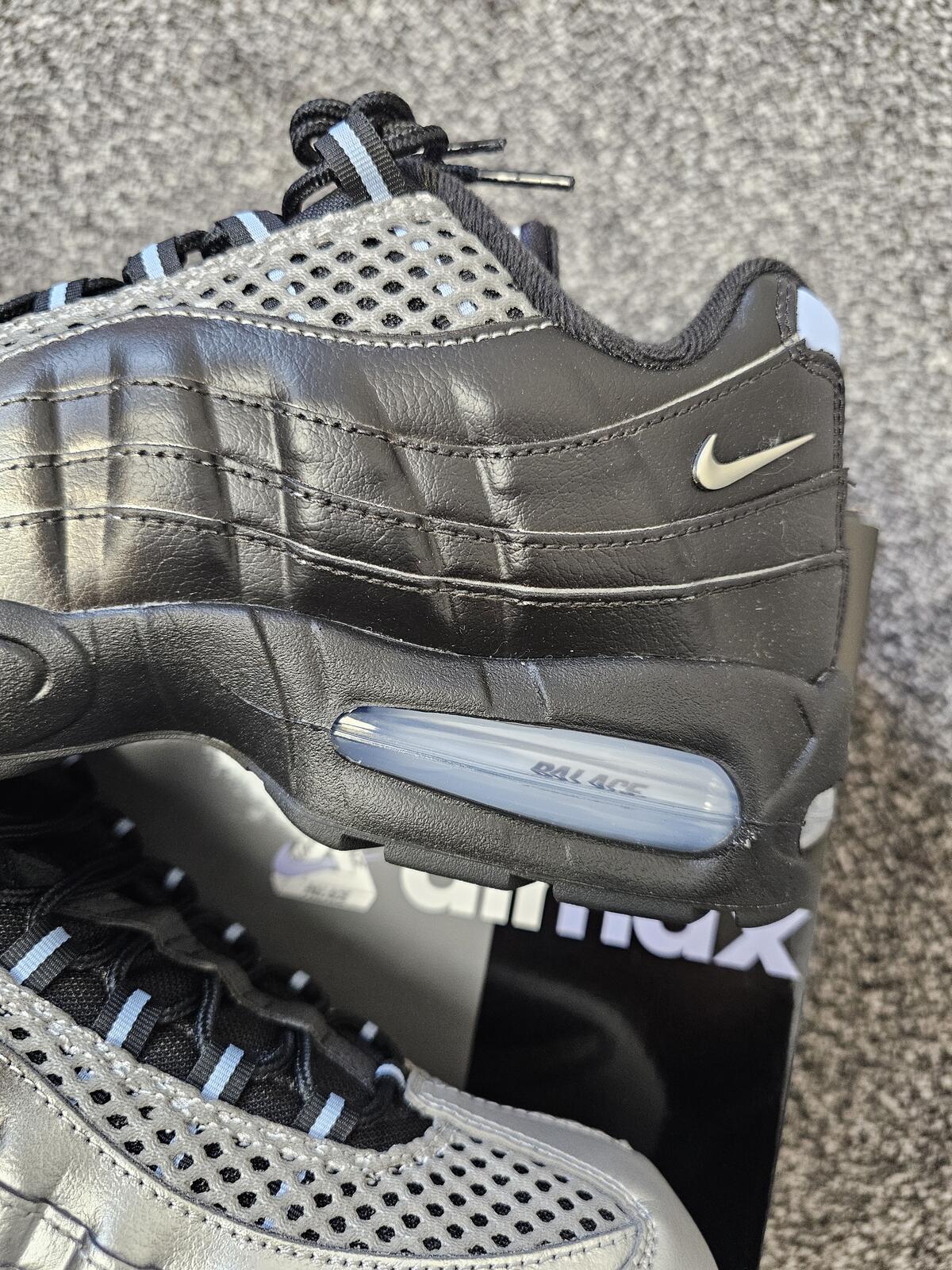 Palace x Nike Air Max 95 Big Bubble Trainers/Sneakers - UK 10 - Black/Silver