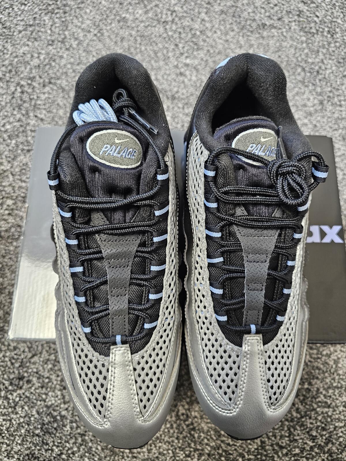 Palace x Nike Air Max 95 Big Bubble Trainers/Sneakers - UK 10 - Black/Silver