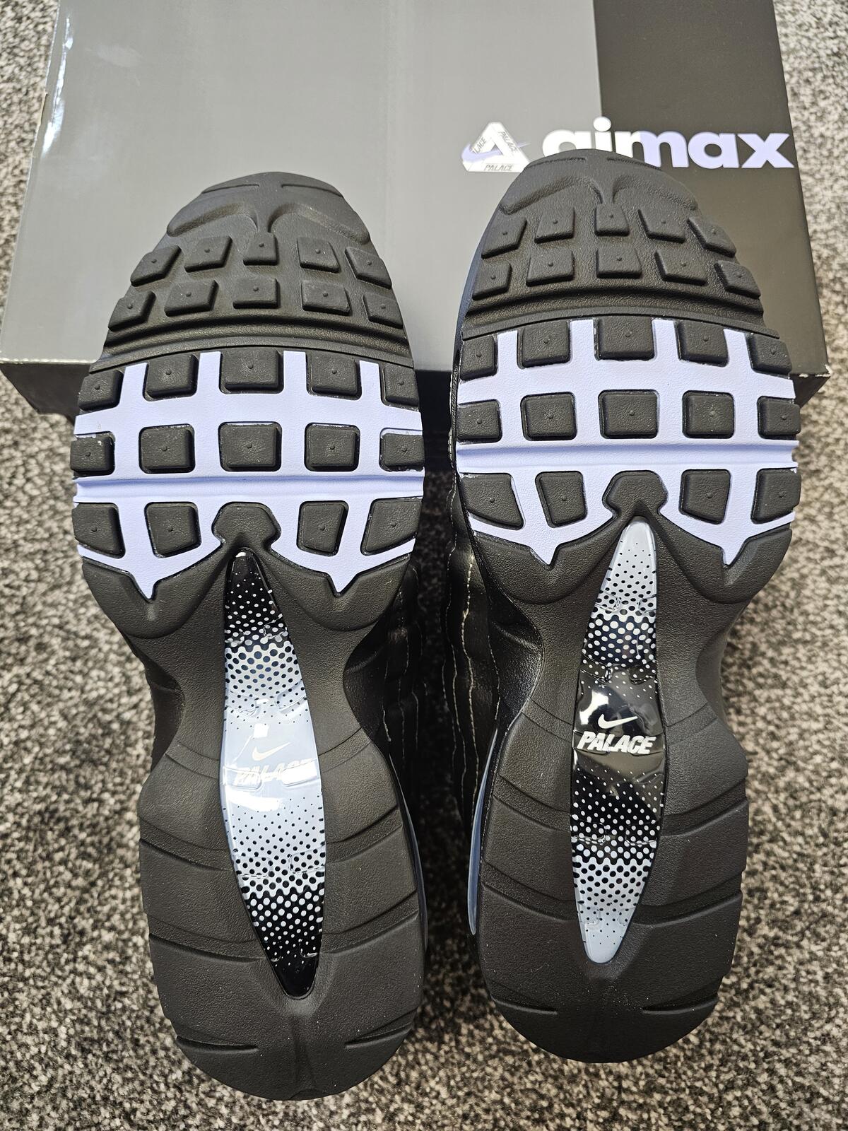 Palace x Nike Air Max 95 Big Bubble Trainers/Sneakers - UK 10 - Black/Silver