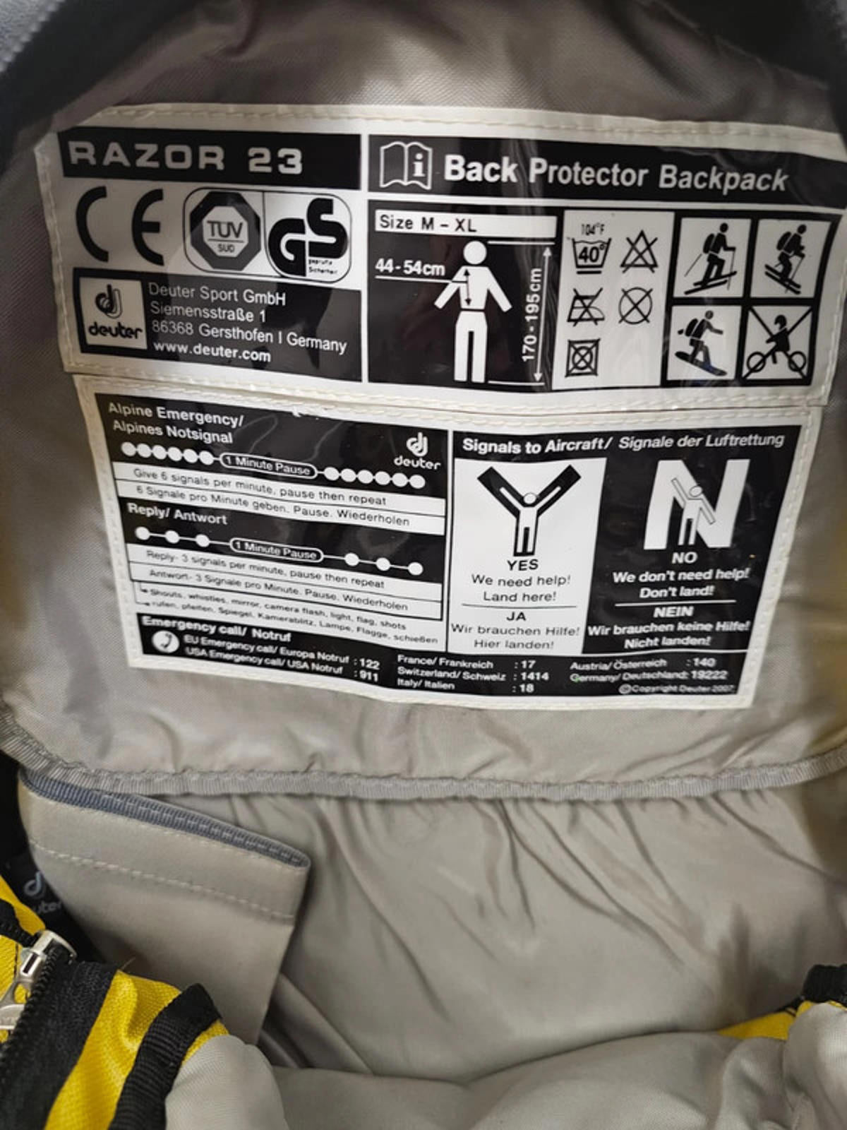 Deuter Razor 23 Back Protector H20 Ski/Snowboard Backpack/Rucksack - 23L -Unisex