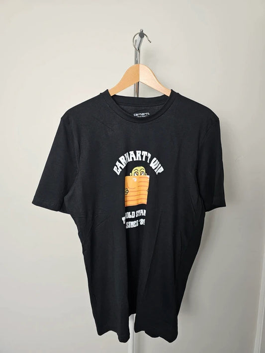 Carharrt WIP Gold Standard Short Sleeve Big Print Top/T-Shirt - L/Large - Black