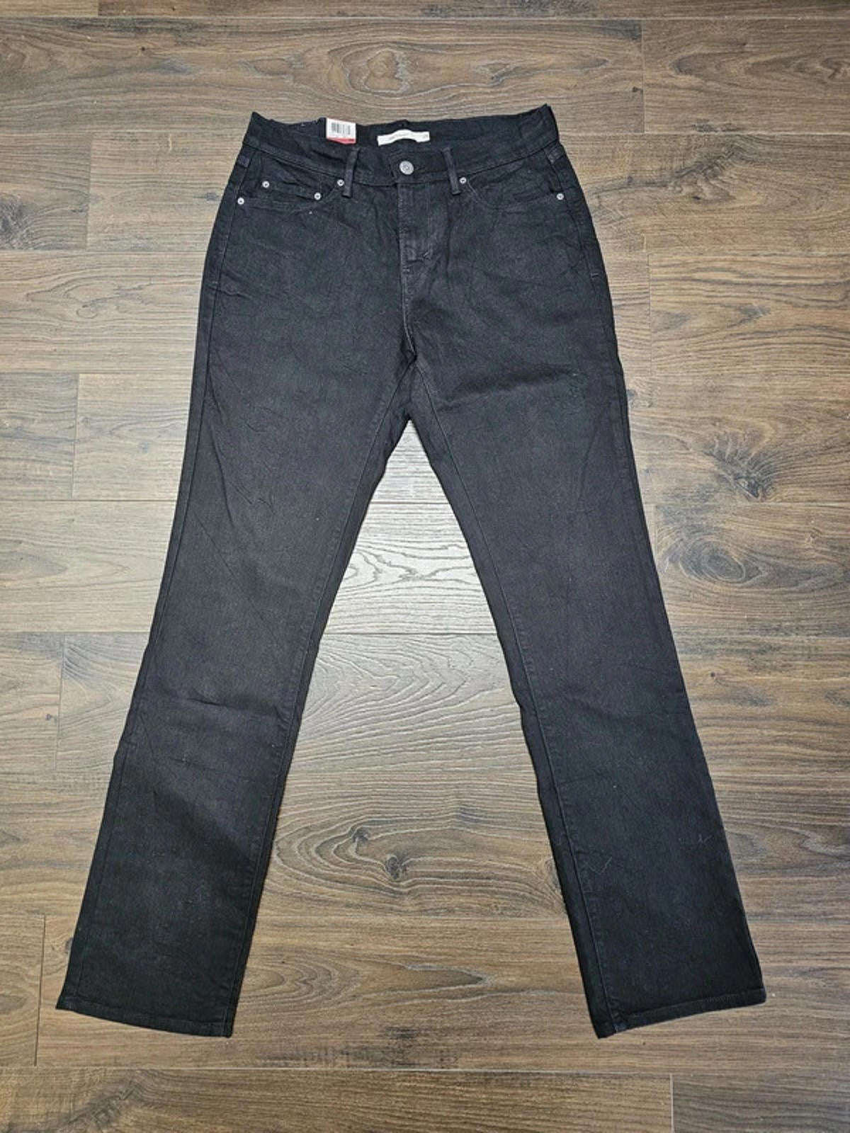 Levi's Womens Black Jeans 505 Mid Rise Straight W28/32L Denim Trousers Bottoms