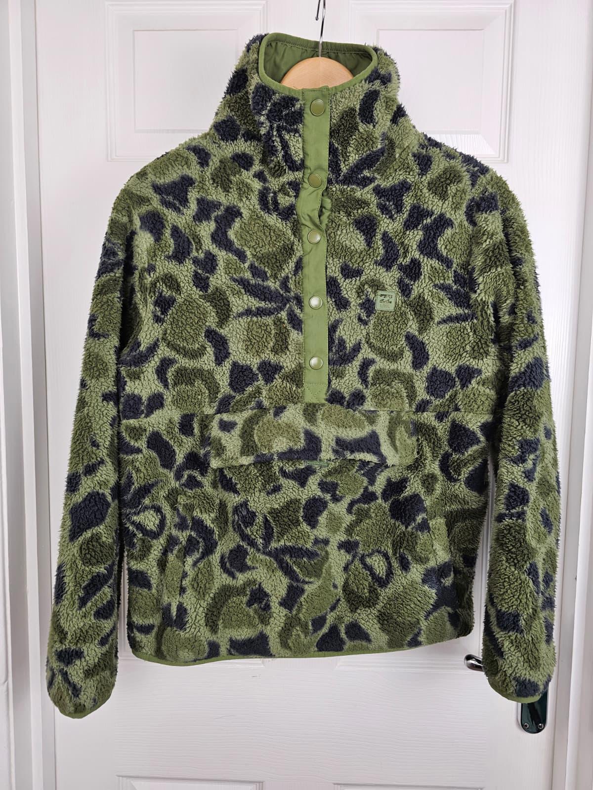 Billabong Womens Snap Button Pullover Teddy Bear Style Fleece Jumper - 10-12