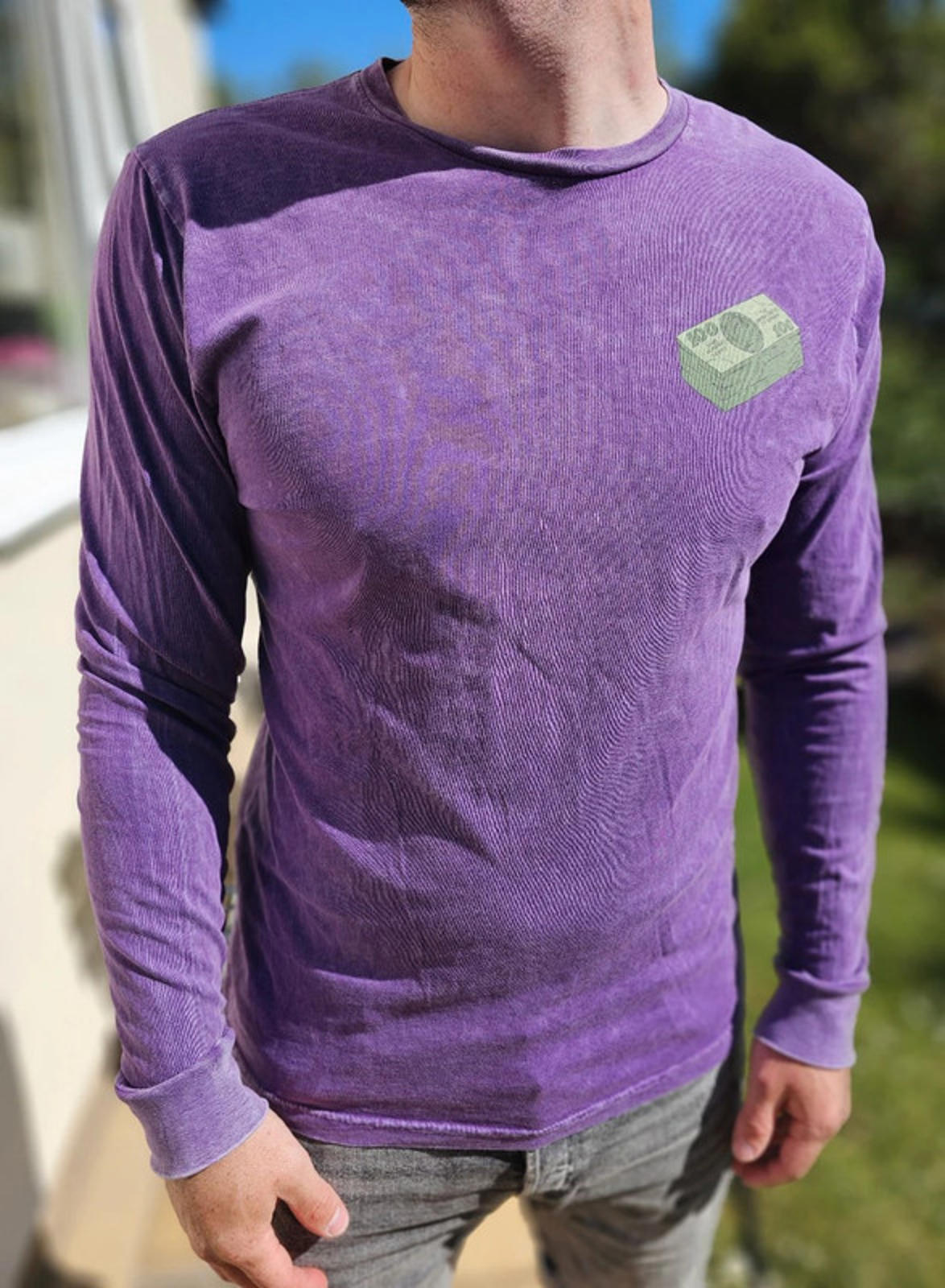 Ripndip Purple Money Talks Unisex Long Sleeve Print T-Shirt - M/Medium**