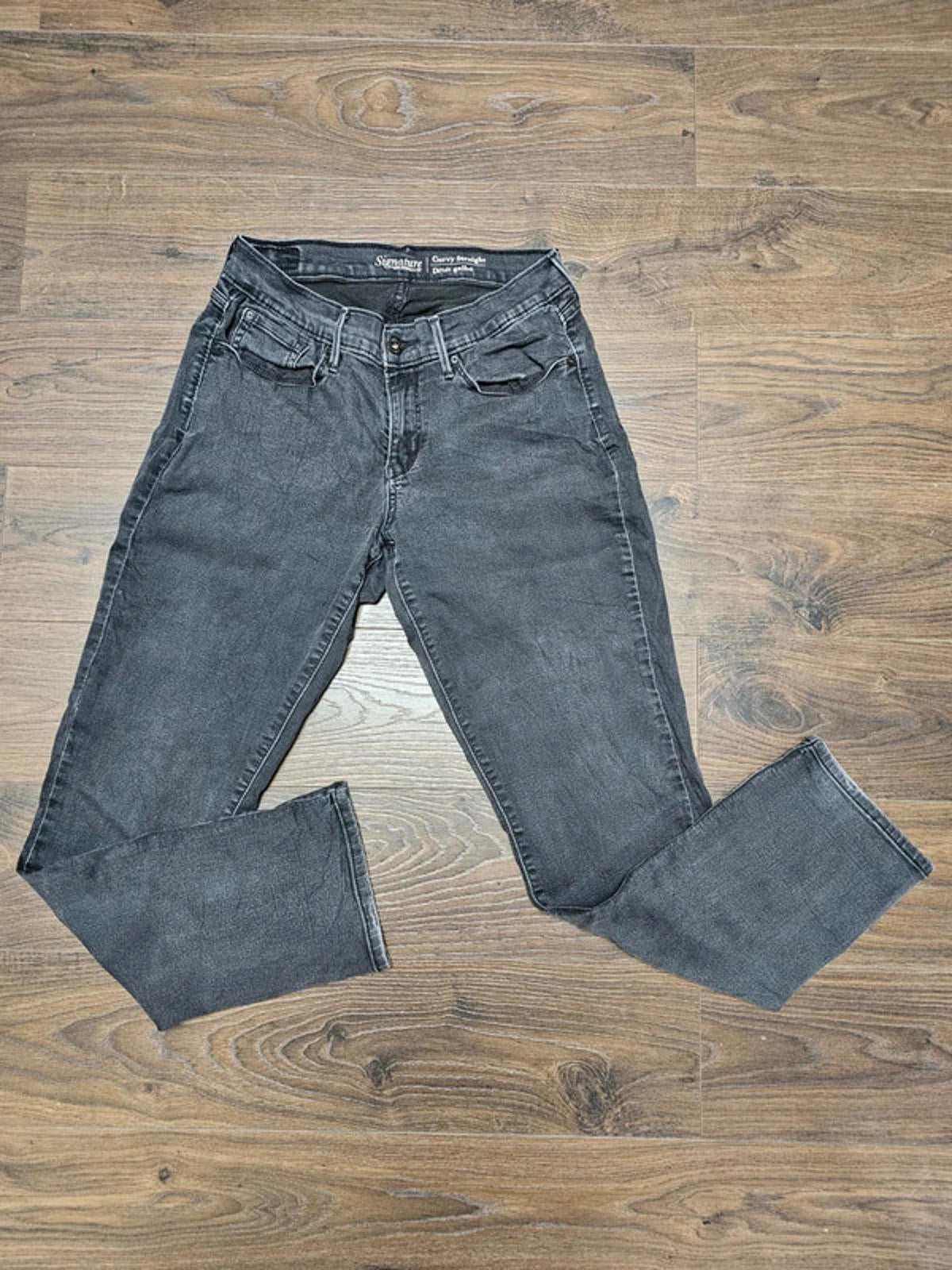 Levi's Womens Black Jeans Signature Curvy Straight W30/29L Denim Trousers