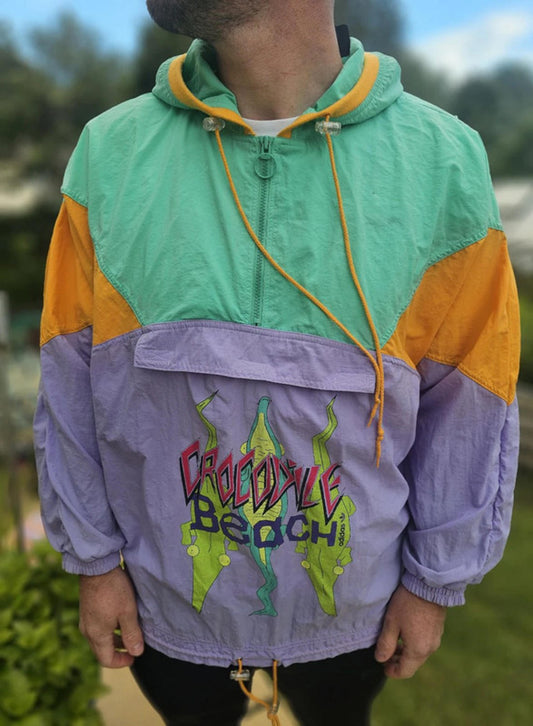 Vintage Adidas Crocodile Beach 1/2 Zip Windbreaker Track Jacket - XL/Extra Large