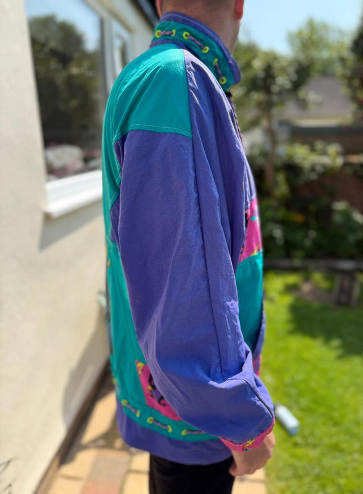 Vintage Adidas Tiki Style Half Zip Windbreaker Track Jacket 80s 90 - L/Large**