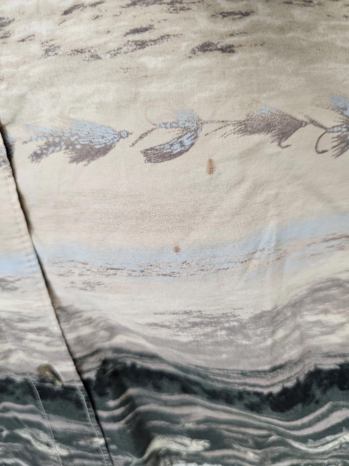 Columbia Mens Short Sleeve Button Up Fishing Print Shirt - XL/Extra Large