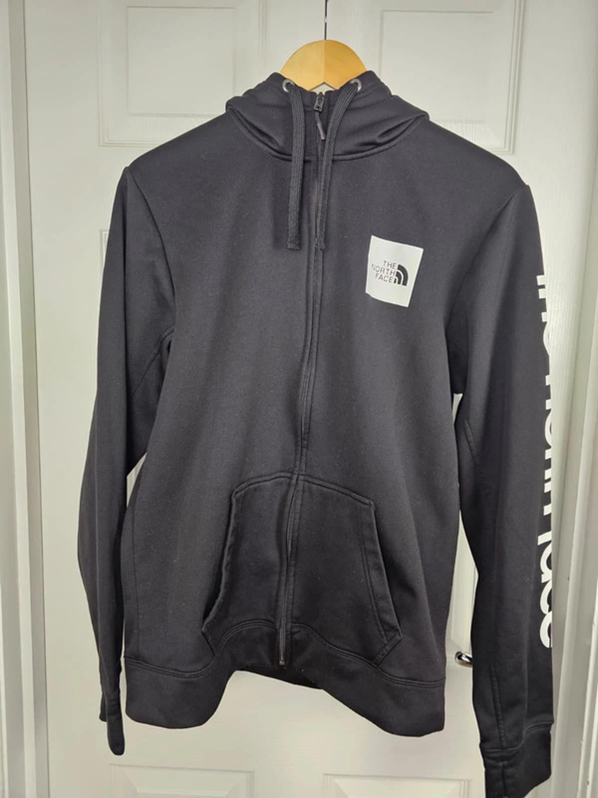 The North Face Mens Fleece Lined Full Zip Hoodie Jacket - M/Medium - Black/White