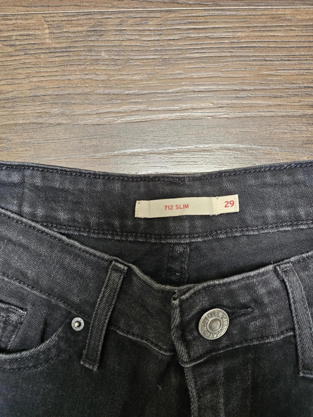 Levi's Womens Black Jeans 712 Slim Fit W30/30L Denim Trousers Bottoms