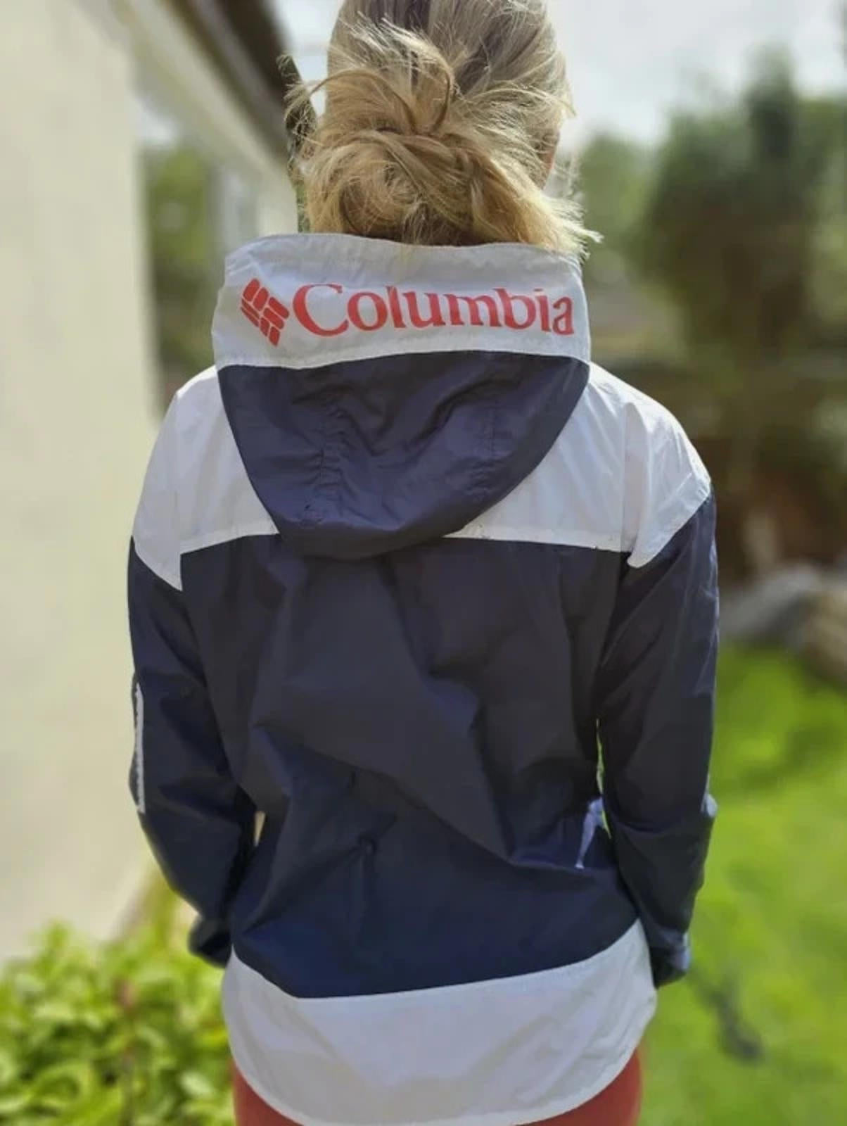 Columbia Challenger Pullover 1/2 Zip Hooded Windbreaker Navy/White - L/Large