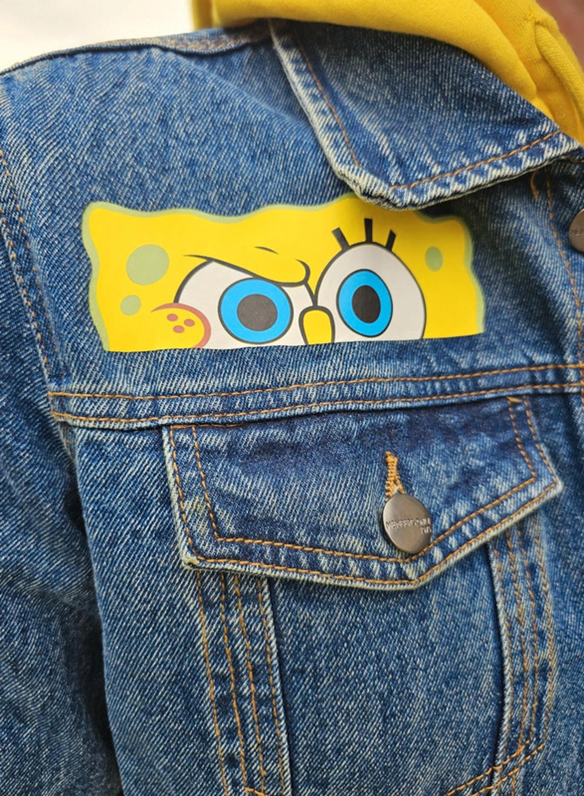 Rare Members Only X Nickelodeon X Sponge Bob Hoodie Denim Jacket - L/Large