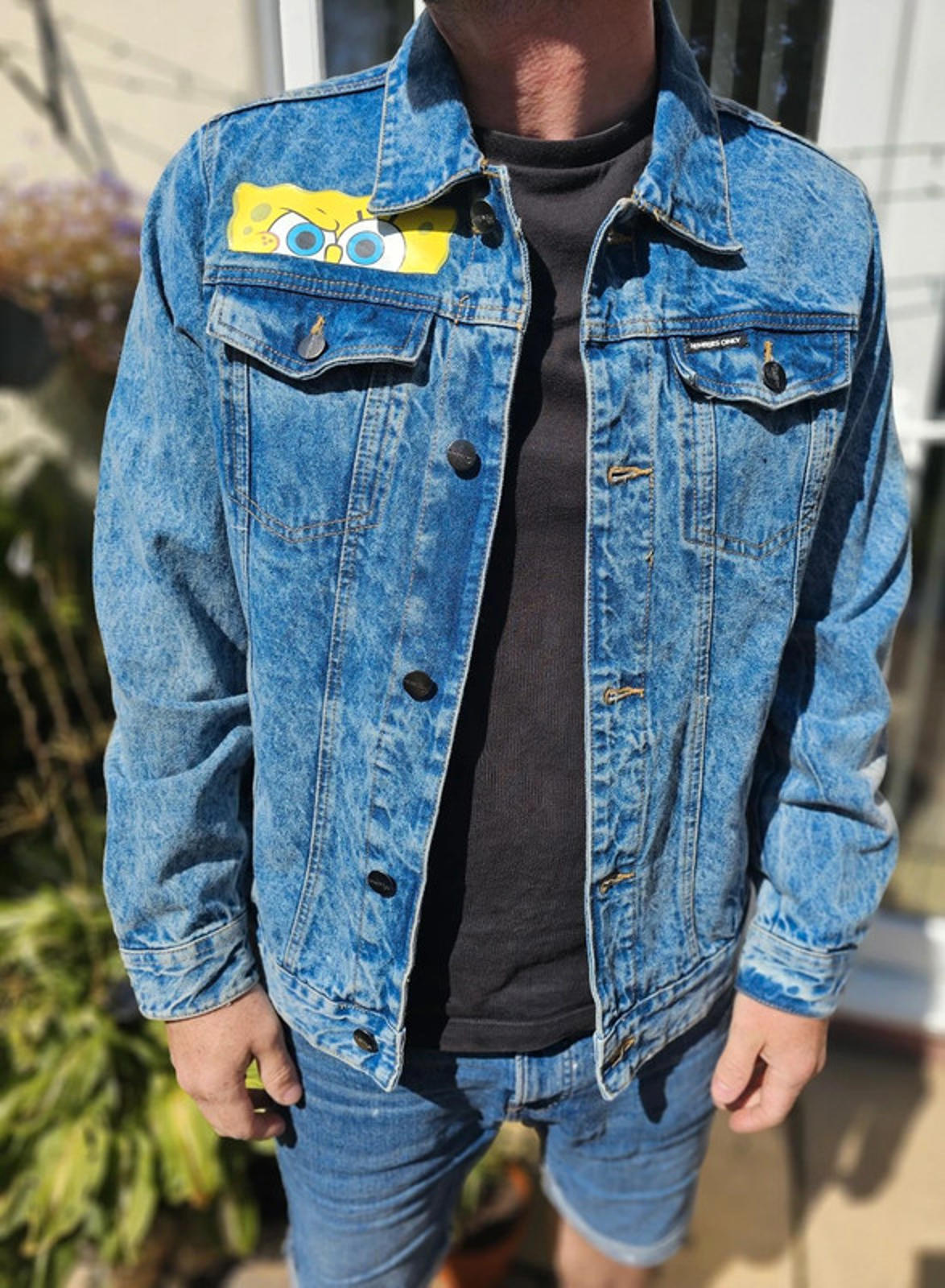 Rare Members Only X Nickelodeon X Sponge Bob Denim Jacket - L/Large