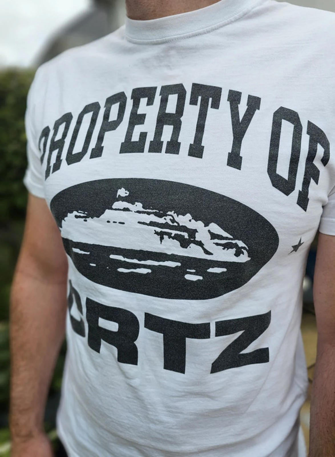 Corteiz 'Property Of CRTZ' White Short Sleeve Large Print T-Shirt - M/Medium**