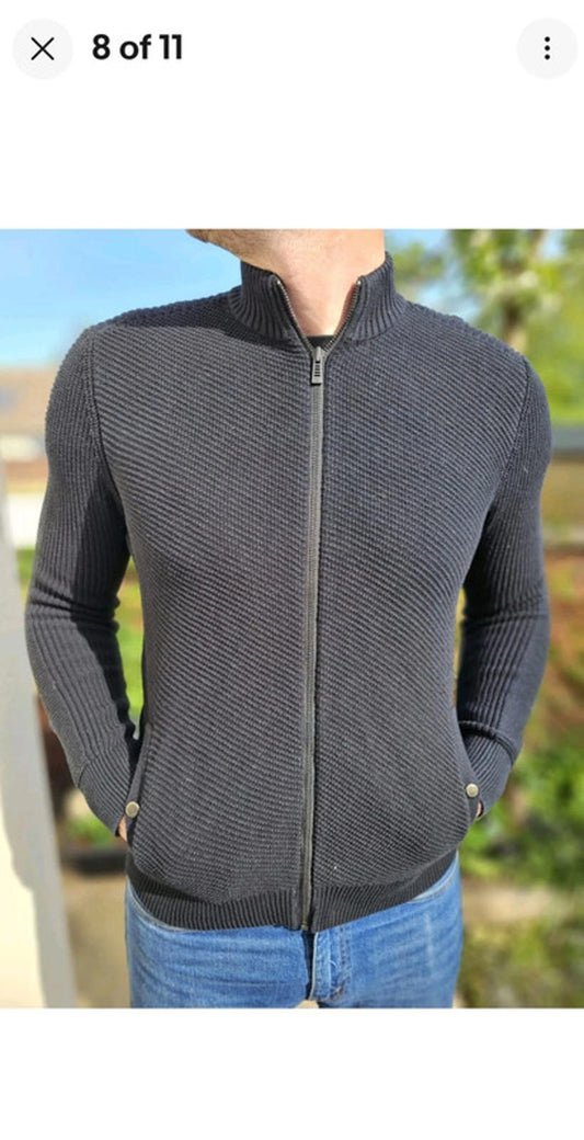 Calvin Klein Full Zip Smart Casual Black Jacket Stretch - S/Small M/L