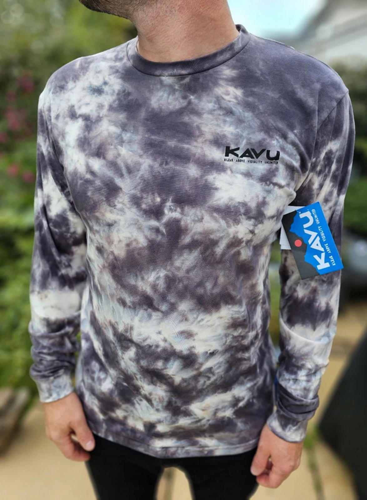 Mens KAVU Long Sleeve Smoke Tie Dye T-Shirt/Top - M/Medium