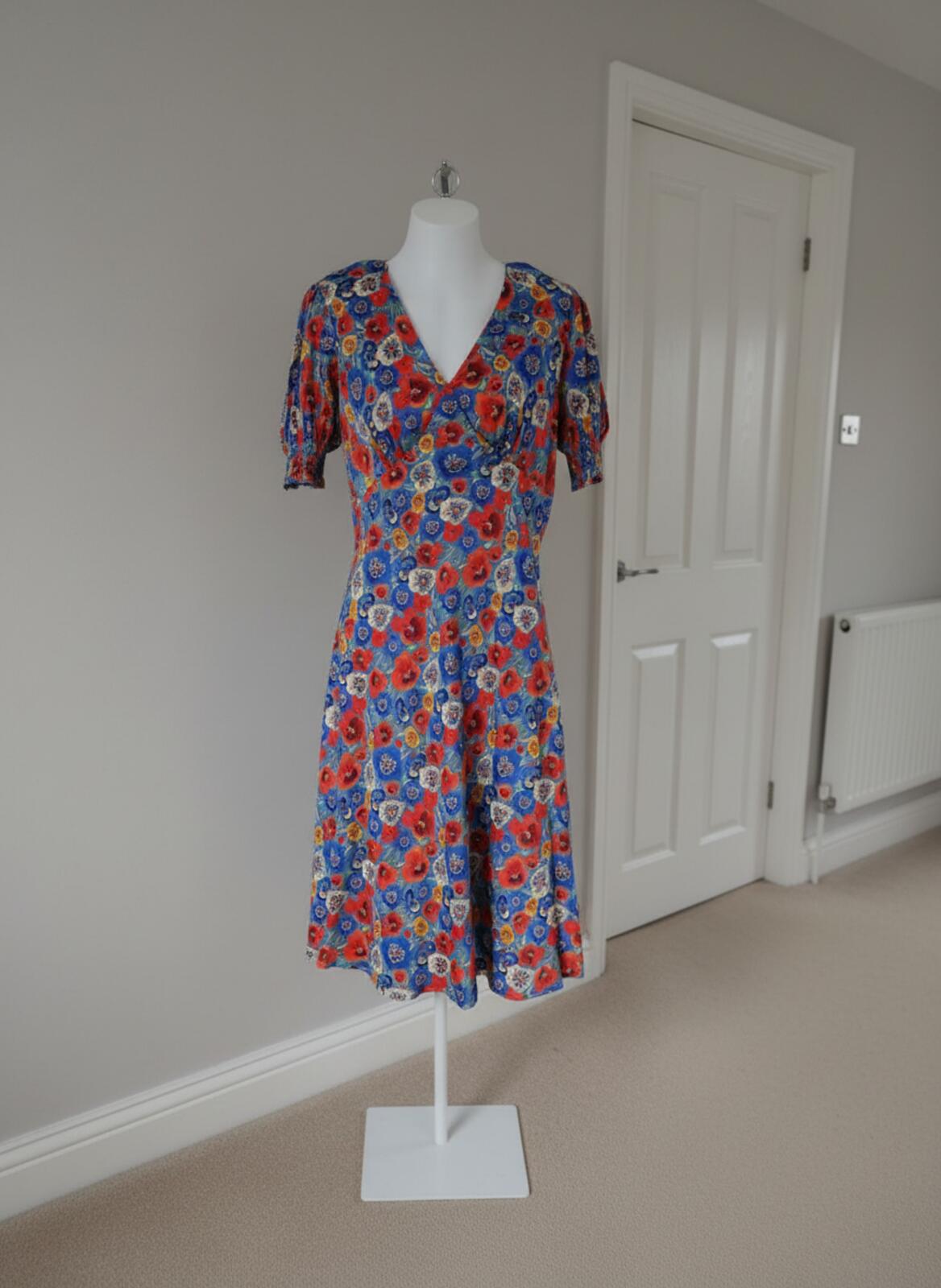 Joanie Womens' Colleen Pansy Floral Print Midi Spring Races Dress - 14