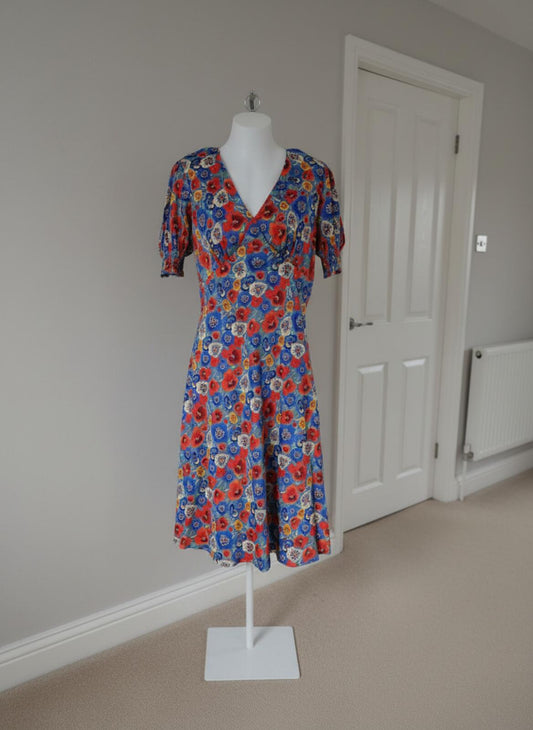 Joanie Womens' Colleen Pansy Floral Print Midi Spring Races Dress - 14