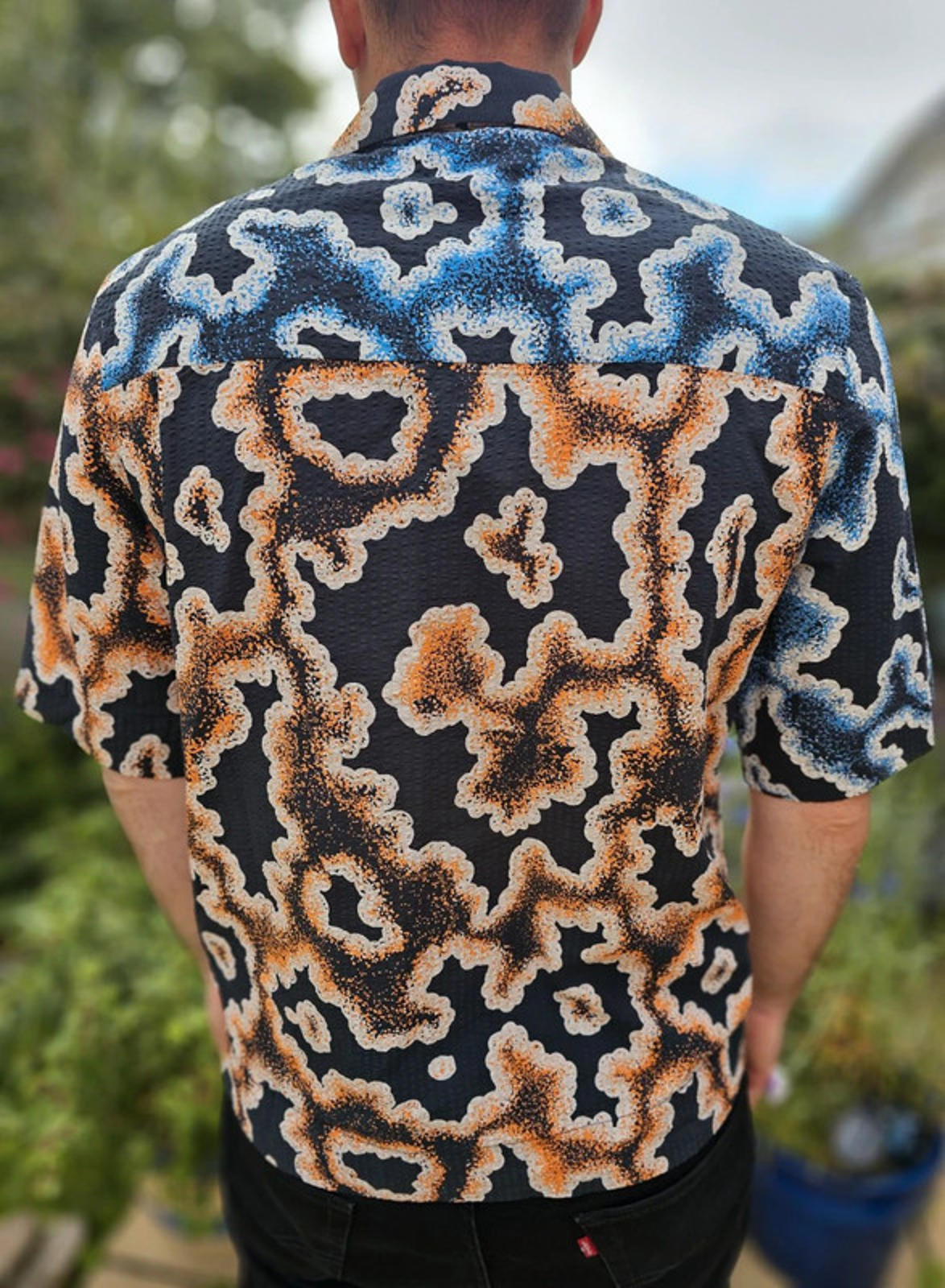 Brand New Mens EDWIN Japan Kumo Pattern Short Sleeve Shirt RRP £130 - M/Medium