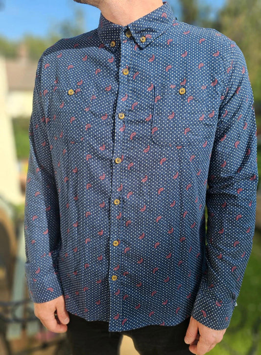 Dstruct Mens Smart Casual Long Sleeve Button Up Patterned Shirt - XL/Extra Large