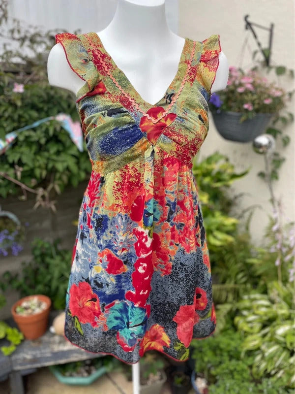 Joe Browns Women's Tie Back Tunic Style Floral V Neck Top - UK 10