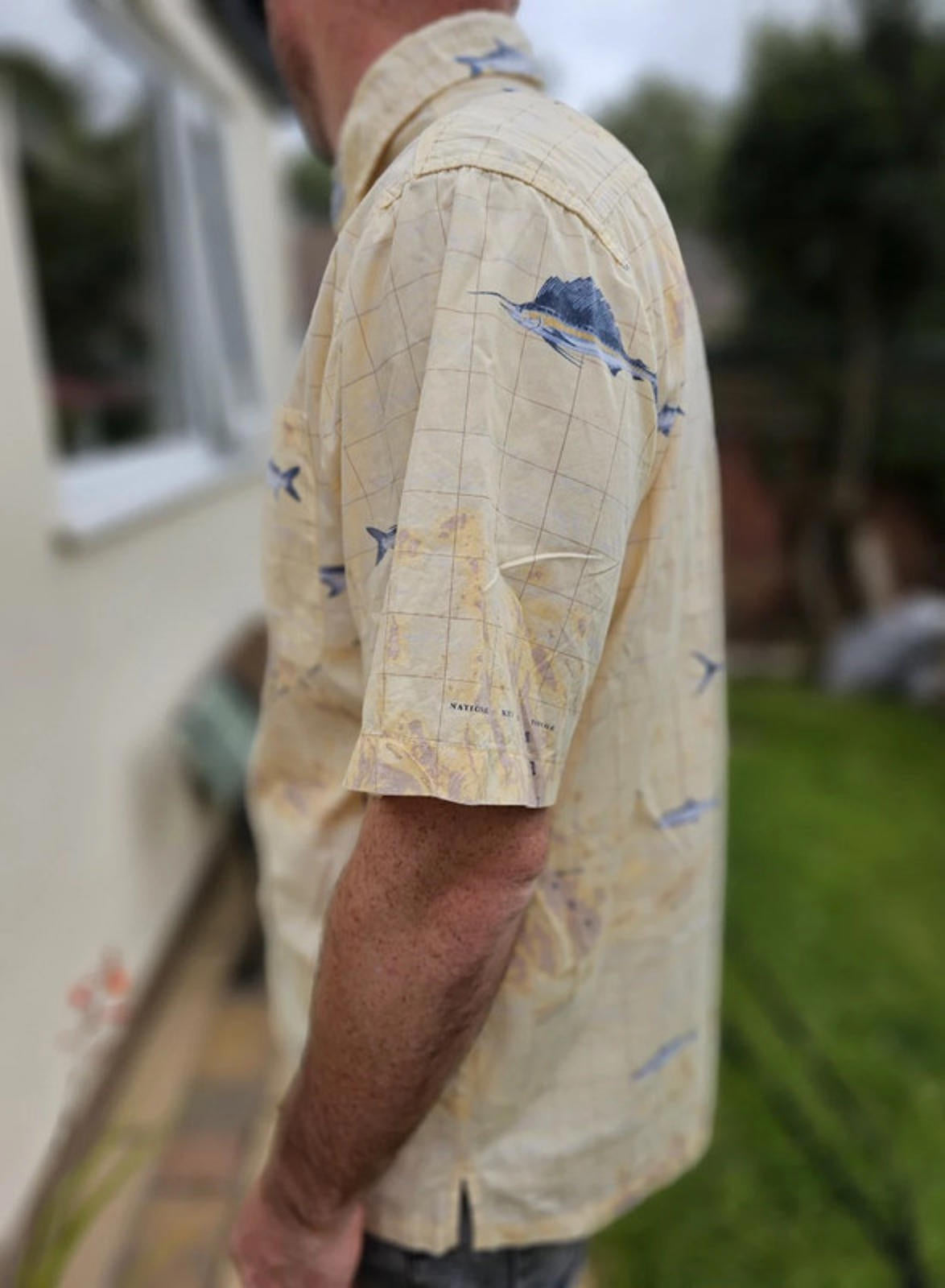 Vintage Columbia River Lodge Geographical Fishing Short Sleeve Shirt - M/Medium
