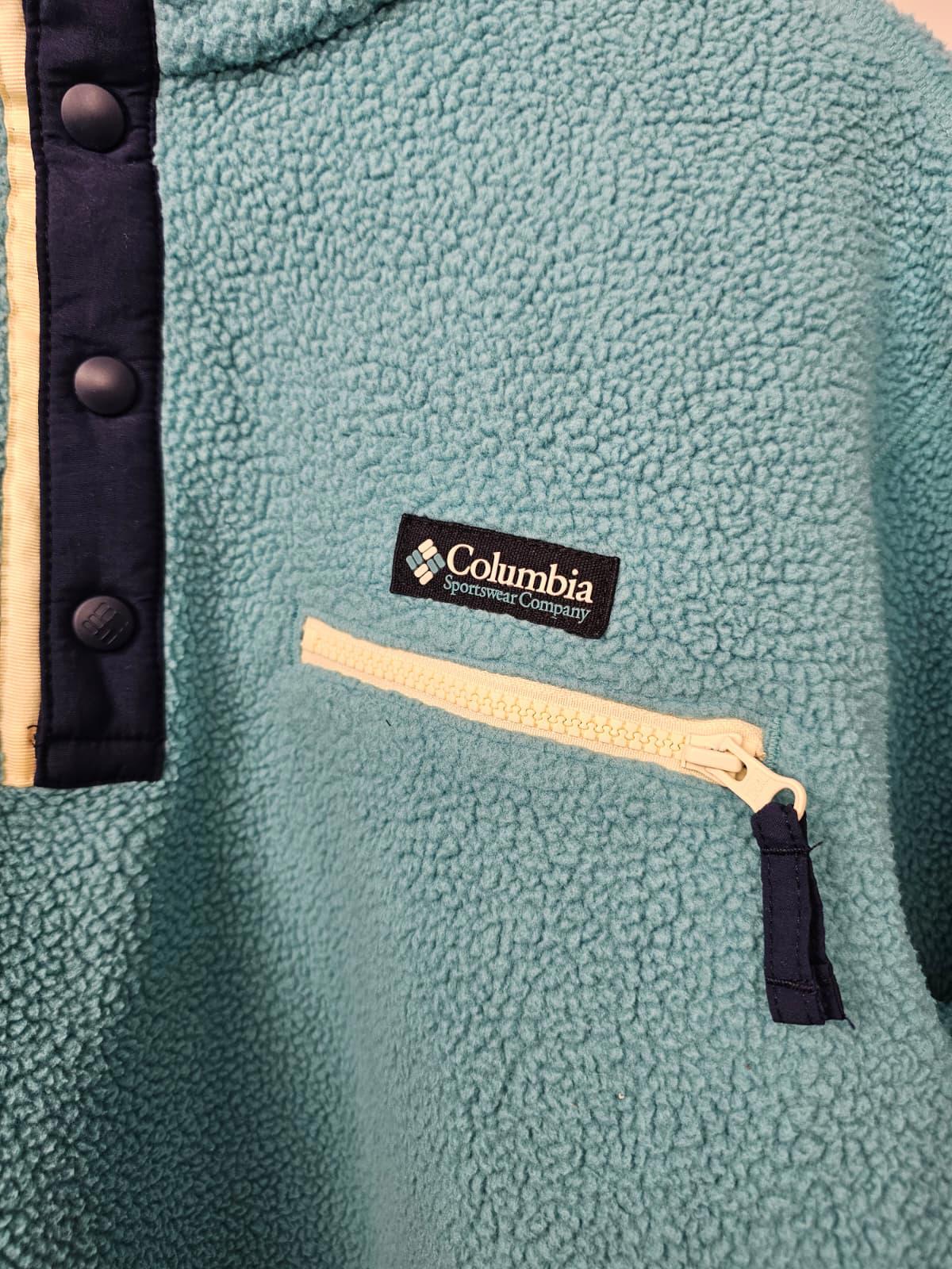Columbia Womens Pullover Snap Button Fleece Jumper - M/Medium - Teal