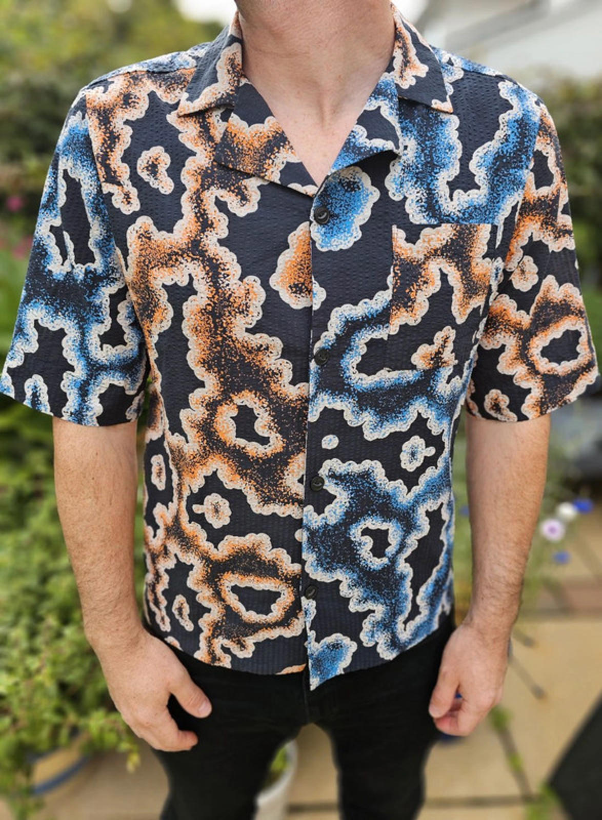 Brand New Mens EDWIN Japan Kumo Pattern Short Sleeve Shirt RRP £130 - M/Medium