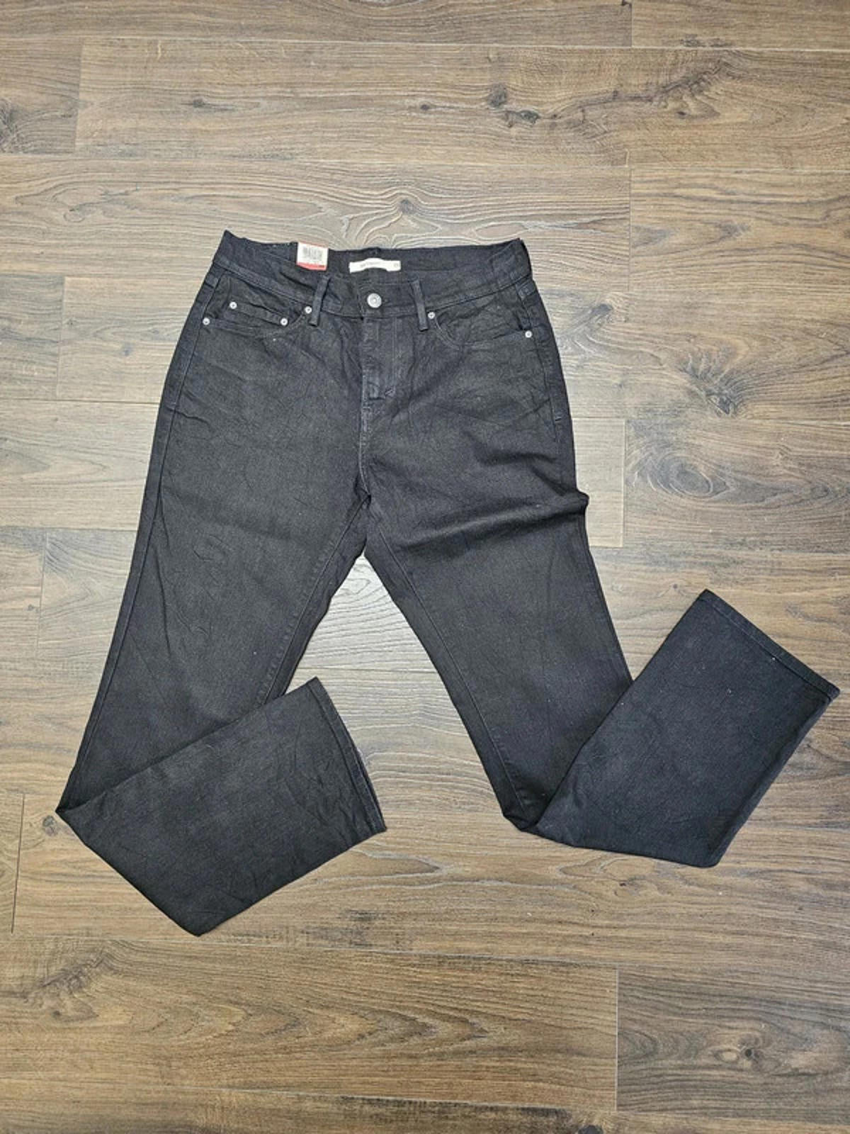 Levi's Womens Black Jeans 505 Mid Rise Straight W28/32L Denim Trousers Bottoms