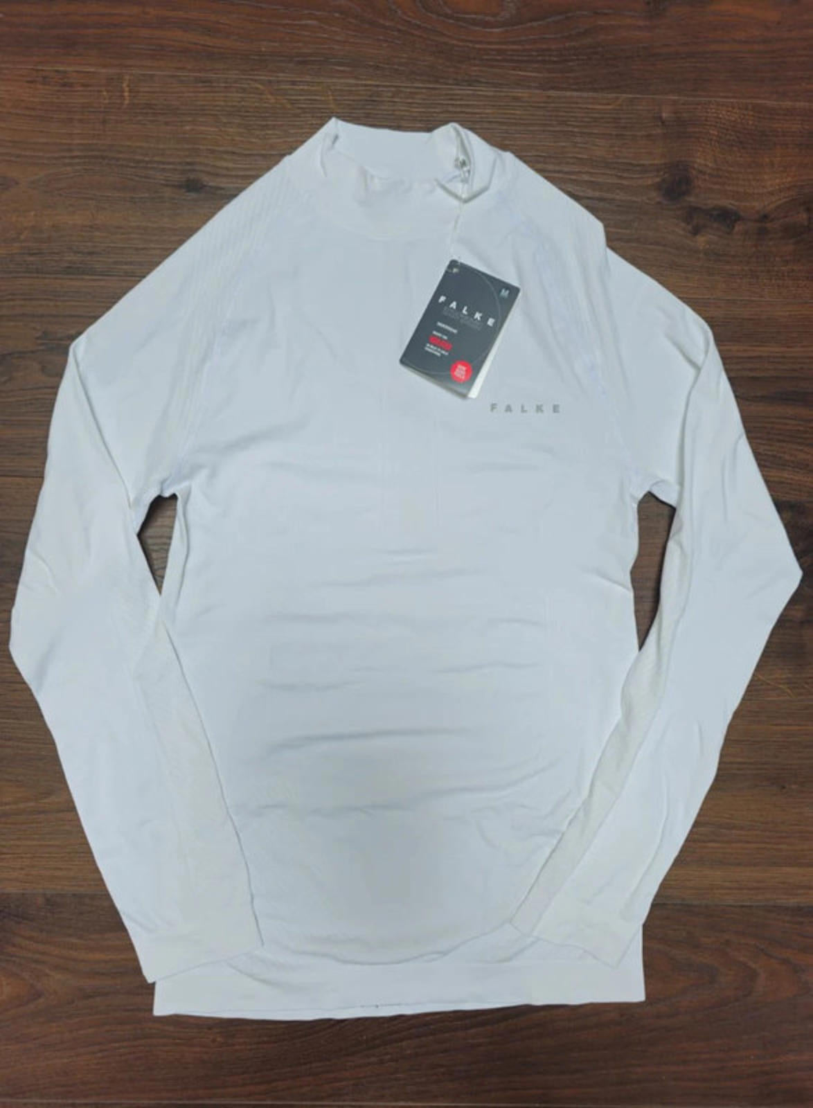 Mens FALKE White Ergonomic Sport System Warm Base Layer Long Sleeve Top-M/Medium