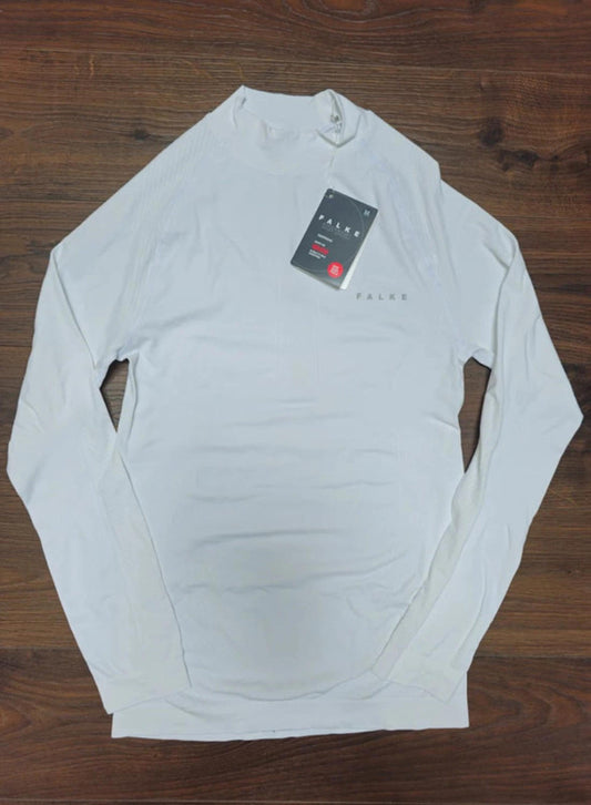 Mens FALKE White Ergonomic Sport System Warm Base Layer Long Sleeve Top-M/Medium