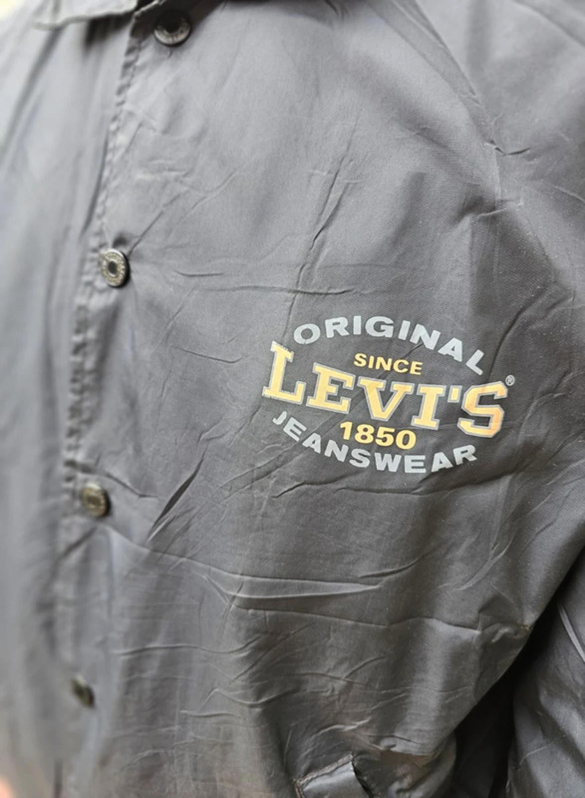 Vintage Levi's Black Button Up Coach Jacket - S/Small M/Medium**