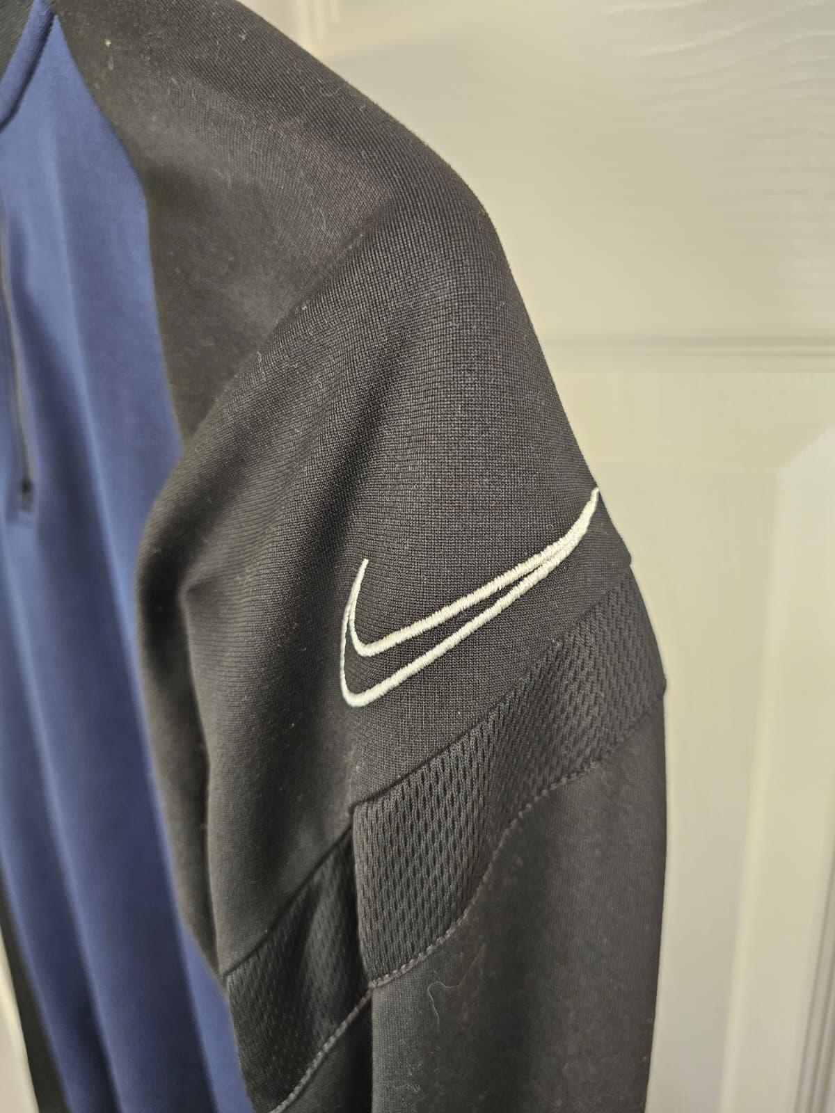 Nike Mens Dri- Fit Fleece Lined Pullover 1/4 Zip Jumper - M/Medium - Navy/Black
